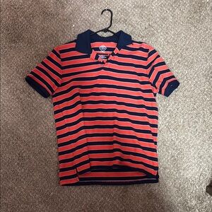 Striped Kids Polo Shirt - Red and Navy